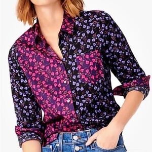 J.CREW Slim Perfect Shirt Top in Liberty Art Mixed Prints Floral Size 6